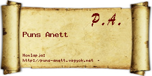 Puns Anett névjegykártya